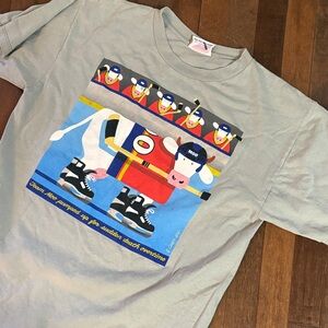 COWS Women’s 100% Cotton Size L Graphic Short Sleeve Tee - Gray/Green